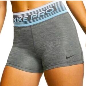 NWOT Nike Women's Pro Dri-FIT Yoga/Volleyball Shorts Grey/Blue CJ3717-068
